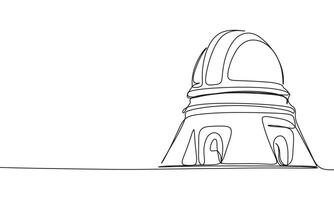 Observatory one line continuous. Line art observatory. Hand drawn art. vector