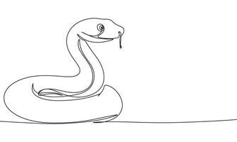 Symbol 2025 year Snake one line continuous. Snake line art. Hand drawn art. vector