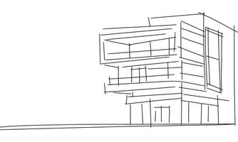 Sketch modern building architecture. Hand drawn art. vector