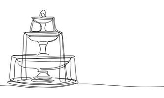 Fountain one line continuous. Line art fountain. Hand drawn art. vector