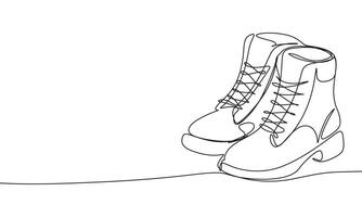 Boots one line continuous. Boots line art. Hand drawn art. vector