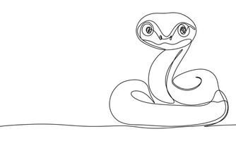 Snake one line continuous. Line art snake, symbol 2025 year. Hand drawn art. vector