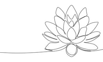 Lotus one line continuous. Line art Lotus. Hand drawn art. vector