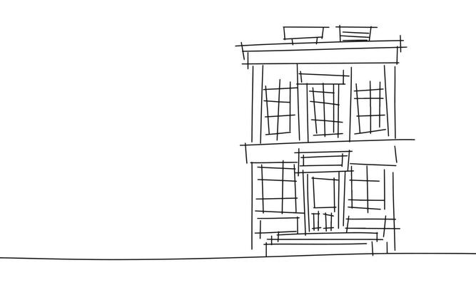 Building sketch. Hand drawn art.