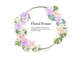 Blossom flower ornament on round frame background vector