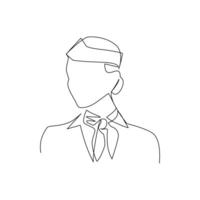 Stewardess drawn in line art style vector