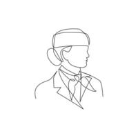 Stewardess drawn in line art style vector