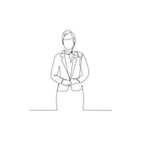 Stewardess drawn in line art style vector