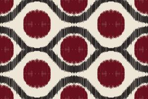 Vintage Red and Black Ikat Pattern with Geometric Circles, Traditional Ethnic Textile Print, Seamless Fabric Background for Home Decor and Fashion Projects vector