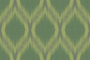 Green and Yellow Ikat Pattern with Geometric Designs vector