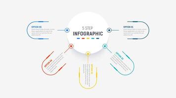 Five Step Infographic design element template for presentation. info graphic illustration. process diagram and presentations step, banner, flow chart, 5 option template. vector