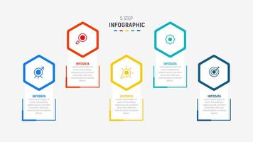 Five Step Infographic design element template for presentation. info graphic illustration. process diagram and presentations step, banner, flow chart, 5 option template. vector