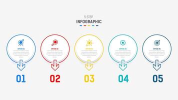 Five Step Infographic design element template for presentation. info graphic illustration. process diagram and presentations step, banner, flow chart, 5 option template. vector