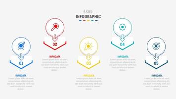 Five Step Infographic design element template for presentation. info graphic illustration. process diagram and presentations step, banner, flow chart, 5 option template. vector
