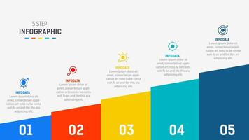Five Step Infographic design element template for presentation. info graphic illustration. process diagram and presentations step, banner, flow chart, 5 option template. vector