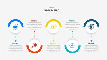 Five Step Infographic design element template for presentation. info graphic illustration. process diagram and presentations step, banner, flow chart, 5 option template. vector