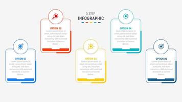 Five Step Infographic design element template for presentation. info graphic illustration. process diagram and presentations step, banner, flow chart, 5 option template. vector