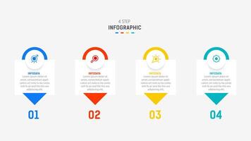 Four Step Infographic design element template for presentation. info graphic illustration. process diagram and presentations step, banner, flow chart, 4 option template. vector