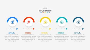 Five Step Infographic design element template for presentation. info graphic illustration. process diagram and presentations step, banner, flow chart, 5 option template. vector
