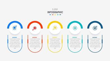 Five Step Infographic design element template for presentation. info graphic illustration. process diagram and presentations step, banner, flow chart, 5 option template. vector