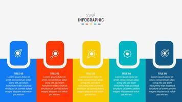 Five Step Infographic design element template for presentation. info graphic illustration. process diagram and presentations step, banner, flow chart, 5 option template. vector