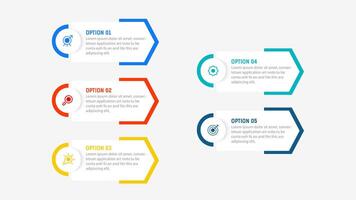 Five Step Infographic design element template for presentation. info graphic illustration. process diagram and presentations step, banner, flow chart, 5 option template. vector