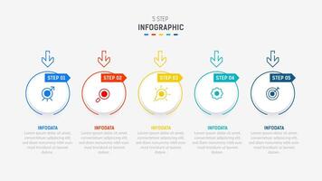 Five Step Infographic design element template for presentation. info graphic illustration. process diagram and presentations step, banner, flow chart, 5 option template. vector