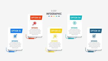 Five Step Infographic design element template for presentation. info graphic illustration. process diagram and presentations step, banner, flow chart, 5 option template. vector
