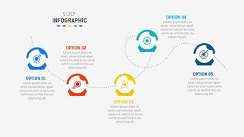 Five Step Infographic design element template for presentation. info graphic illustration. process diagram and presentations step, banner, flow chart, 5 option template. vector