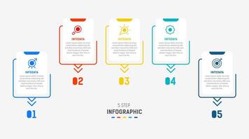 Five Step Infographic design element template for presentation. info graphic illustration. process diagram and presentations step, banner, flow chart, 5 option template. vector