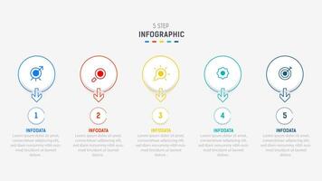 Five Step Infographic design element template for presentation. info graphic illustration. process diagram and presentations step, banner, flow chart, 5 option template. vector