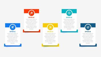 Five Step Infographic design element template for presentation. info graphic illustration. process diagram and presentations step, banner, flow chart, 5 option template. vector