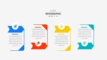 Four Step Infographic design element template for presentation. info graphic illustration. process diagram and presentations step, banner, flow chart, 4 option template. vector