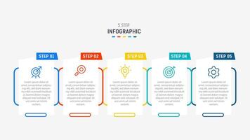 Five Step Infographic design element template for presentation. info graphic illustration. process diagram and presentations step, banner, flow chart, 5 option template. vector