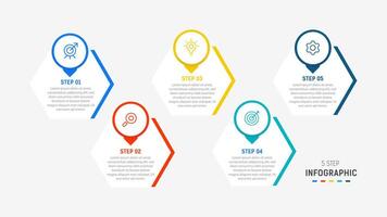 Five Step Infographic design element template for presentation. info graphic illustration. process diagram and presentations step, banner, flow chart, 5 option template. vector