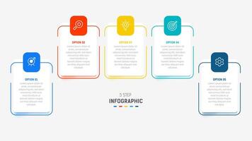 Five Step Infographic design element template for presentation. info graphic illustration. process diagram and presentations step, banner, flow chart, 5 option template. vector
