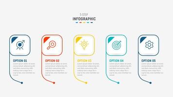 Five Step Infographic design element template for presentation. info graphic illustration. process diagram and presentations step, banner, flow chart, 5 option template. vector