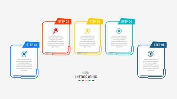 Five Step Infographic design element template for presentation. info graphic illustration. process diagram and presentations step, banner, flow chart, 5 option template. vector