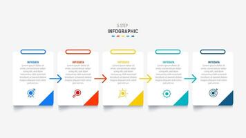 Five Step Infographic design element template for presentation. info graphic illustration. process diagram and presentations step, banner, flow chart, 5 option template. vector