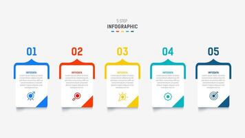 Five Step Infographic design element template for presentation. info graphic illustration. process diagram and presentations step, banner, flow chart, 5 option template. vector