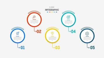 Five Step Infographic design element template for presentation. info graphic illustration. process diagram and presentations step, banner, flow chart, 5 option template. vector