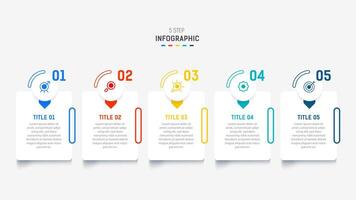 Five Step Infographic design element template for presentation. info graphic illustration. process diagram and presentations step, banner, flow chart, 5 option template. vector