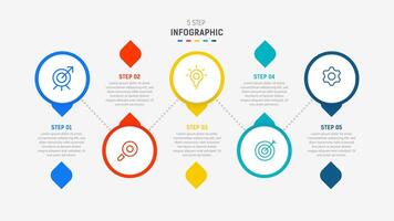 Five Step Infographic design element template for presentation. info graphic illustration. process diagram and presentations step, banner, flow chart, 5 option template. vector