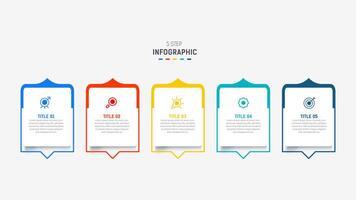 Five Step Infographic design element template for presentation. info graphic illustration. process diagram and presentations step, banner, flow chart, 5 option template. vector