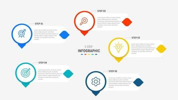 Five Step Infographic design element template for presentation. info graphic illustration. process diagram and presentations step, banner, flow chart, 5 option template. vector