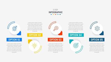 Five Step Infographic design element template for presentation. info graphic illustration. process diagram and presentations step, banner, flow chart, 5 option template. vector