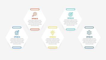 Five Step Infographic design element template for presentation. info graphic illustration. process diagram and presentations step, banner, flow chart, 5 option template. vector