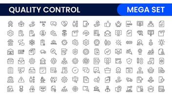 Quality Control line icon set. Included the icons as inspect, QA, qualify, quality control, check, verify, and more. vector