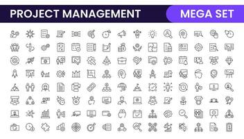 proyecto administración web íconos en línea estilo. contorno icono colección relacionado a cronograma, humano recurso, gestión, desarrollo, planificación, y más. vector