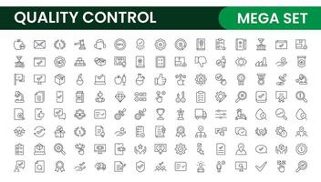 Quality Control line icon set. Included the icons as inspect, QA, qualify, quality control, check, verify, and more. vector